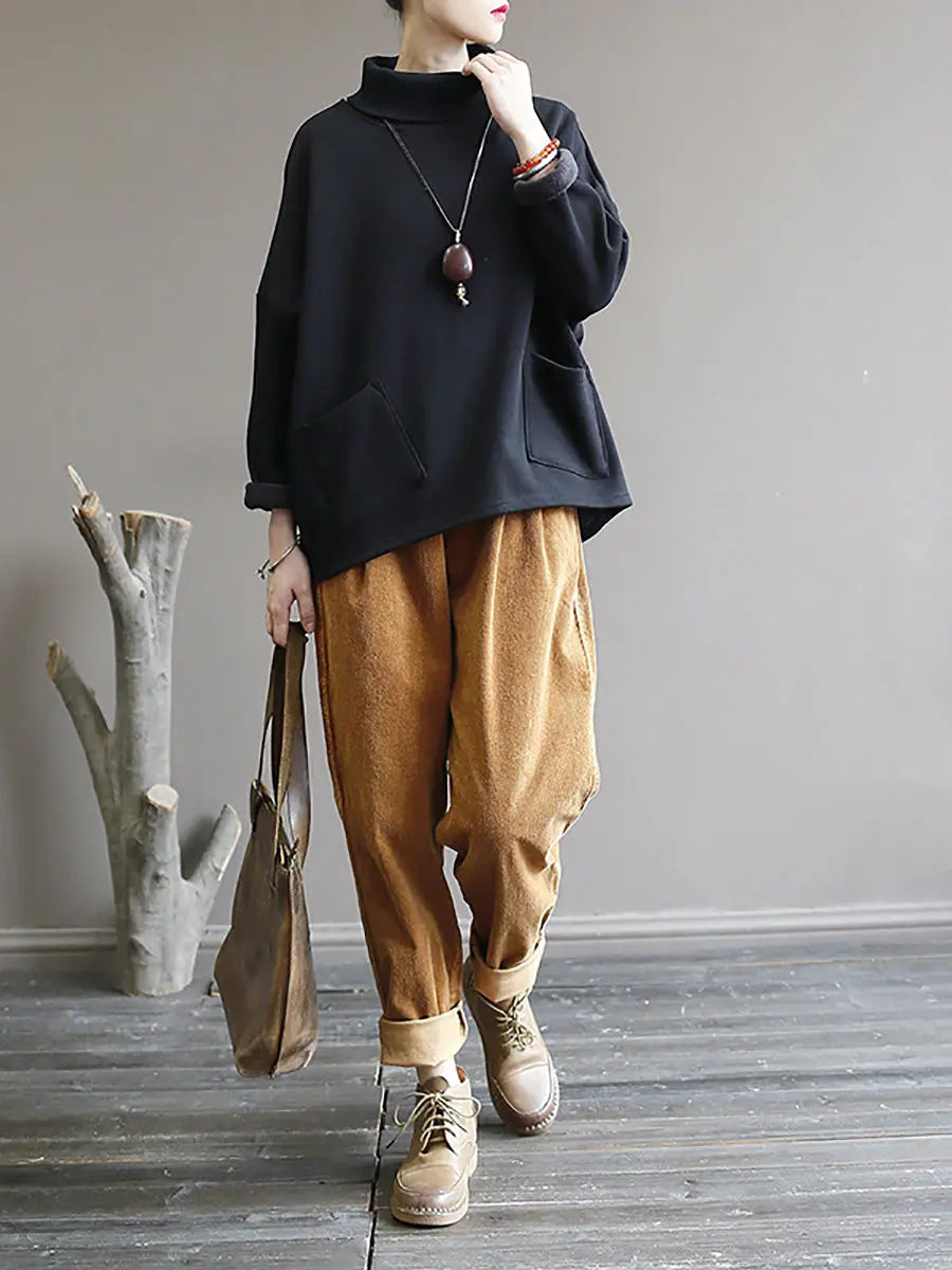 Women Casual Solid Spring Croduroy Harem Pants Ada Fashion