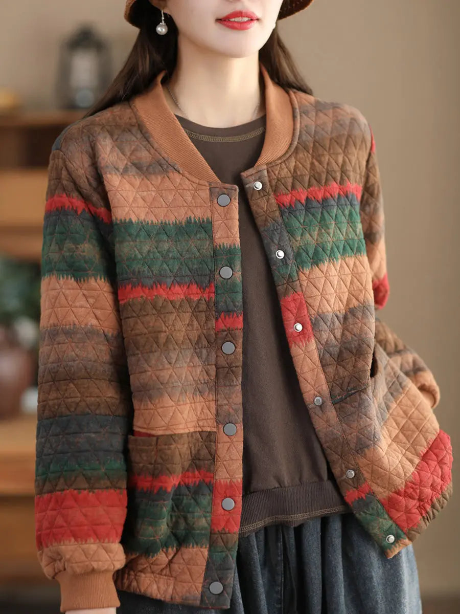 Women Casual Spring Colorblock Loose Coat Ada Fashion