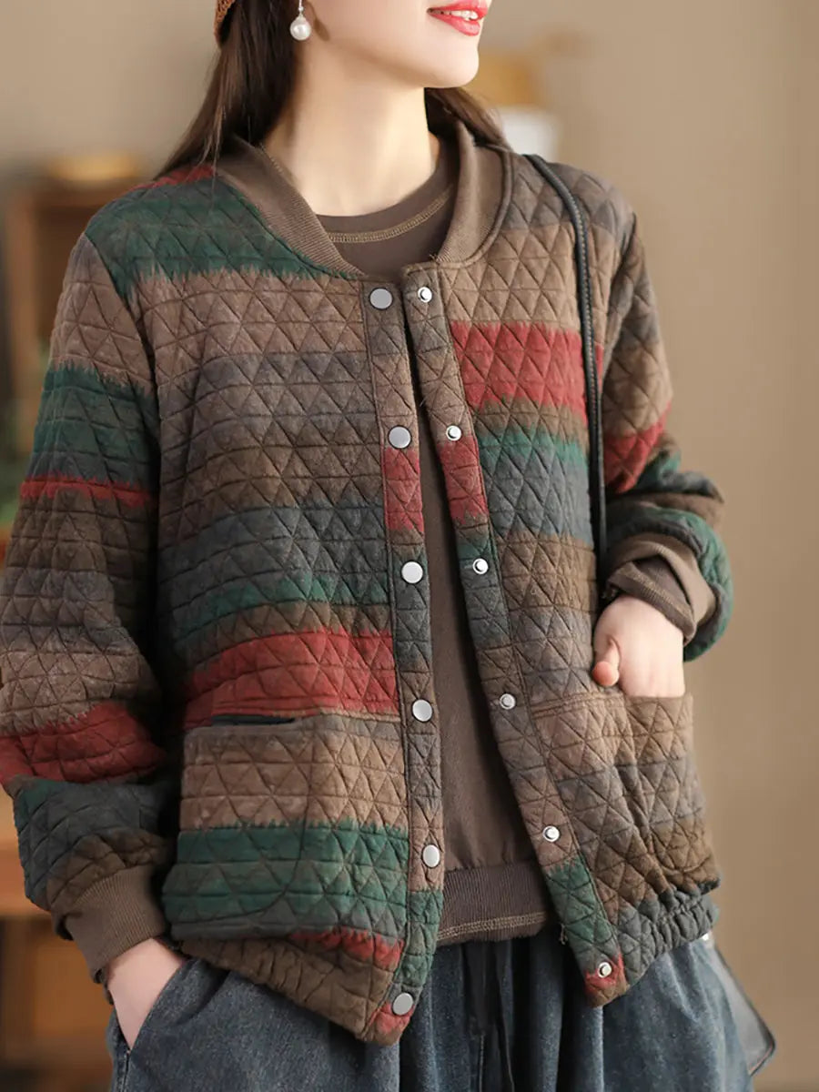 Women Casual Spring Colorblock Loose Coat Ada Fashion