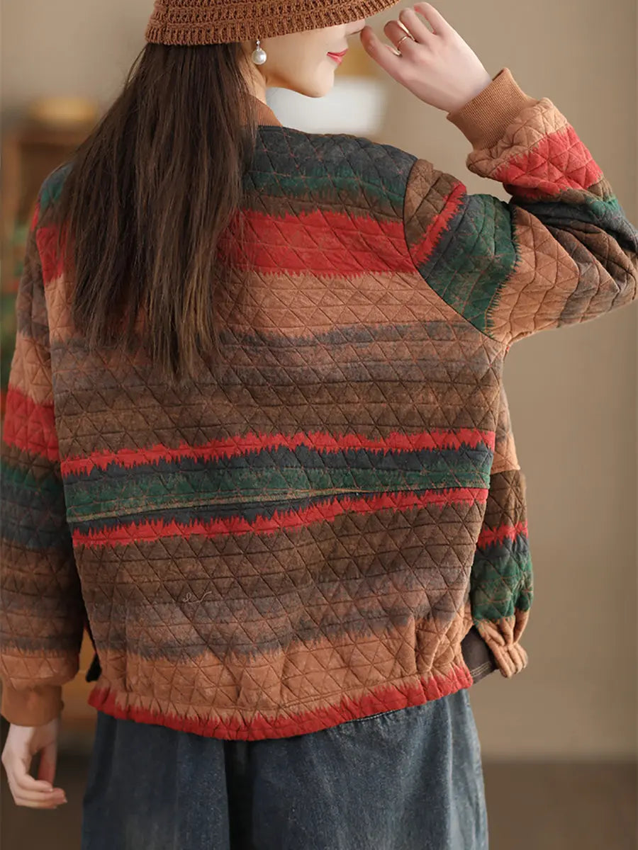 Women Casual Spring Colorblock Loose Coat Ada Fashion