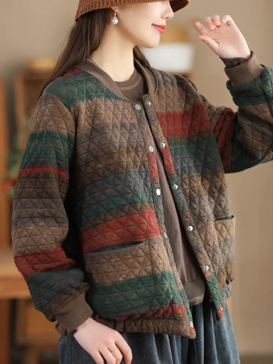 Women Casual Spring Colorblock Loose Coat Ada Fashion