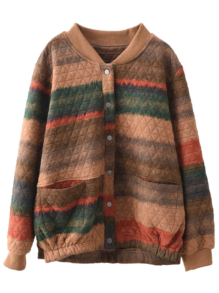 Women Casual Spring Colorblock Loose Coat Ada Fashion