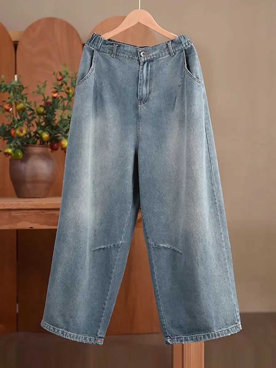 Women Casual Spring Washed Denim Loose Pants Ada Fashion