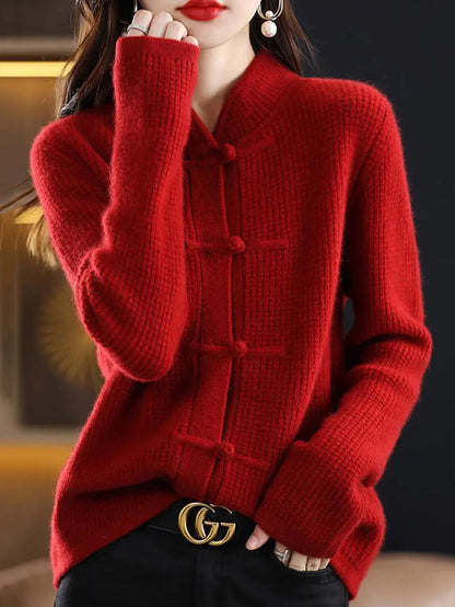 Women Casual Winter Wool Solid Knitted Sweater Ada Fashion