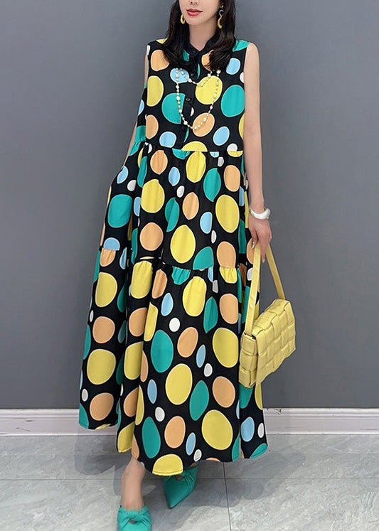 Women Dot Print Patchwork Maxi Dress Summer LY4313 - fabuloryshop