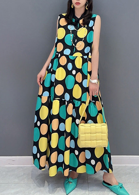 Women Dot Print Patchwork Maxi Dress Summer LY4313 - fabuloryshop