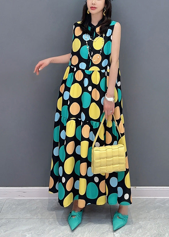 Women Dot Print Patchwork Maxi Dress Summer LY4313 - fabuloryshop