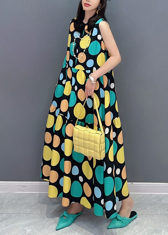 Women Dot Print Patchwork Maxi Dress Summer LY4313 - fabuloryshop