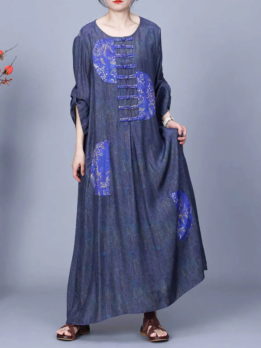 Women Ethnic Spring Patch Spliced Dress Ada Fashion