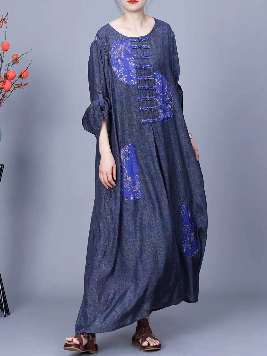 Women Ethnic Spring Patch Spliced Dress Ada Fashion