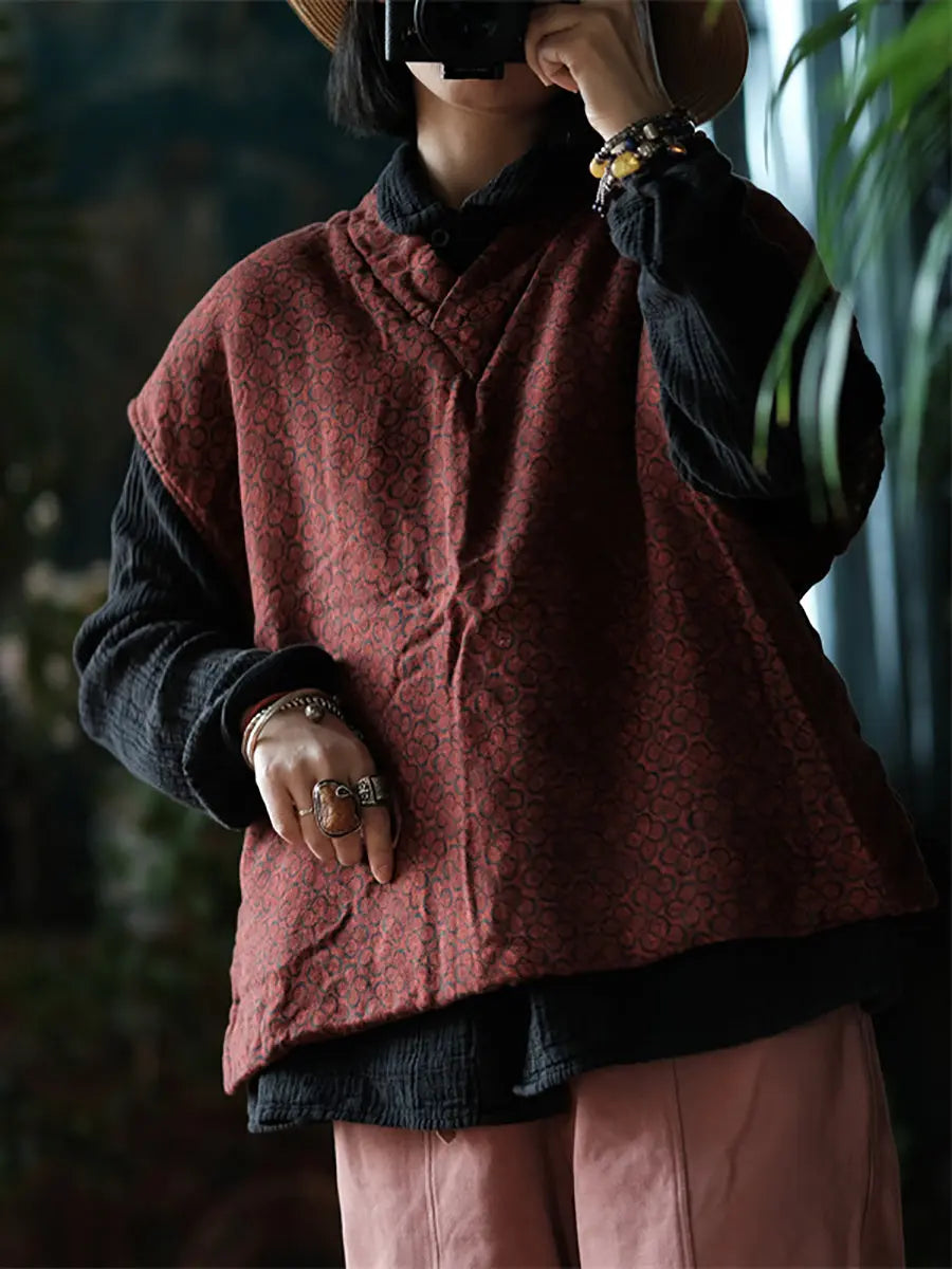 Women Ethnic Sprint Cotton Floral V-Neck Vest Ada Fashion