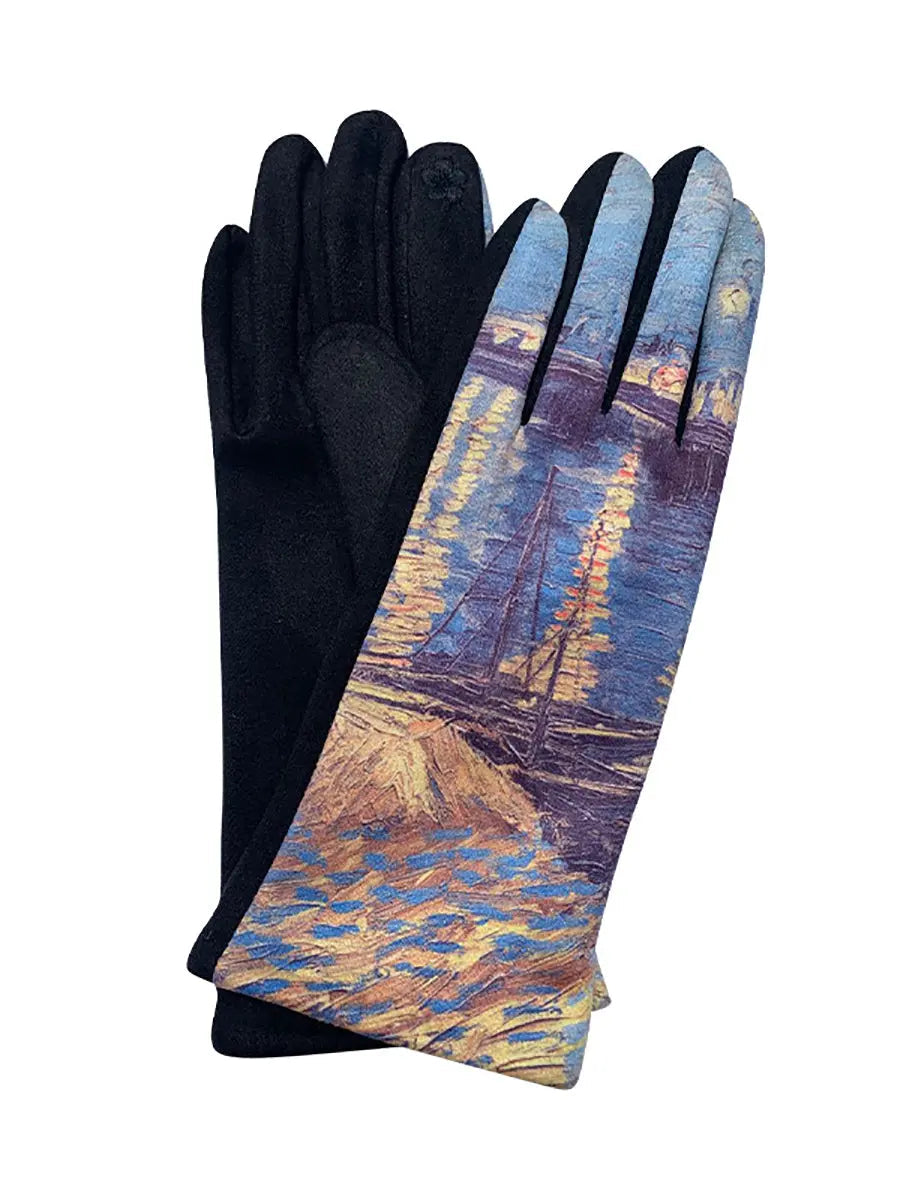 Women Fashion Print Warm Outdoor Gloves Ada Fashion