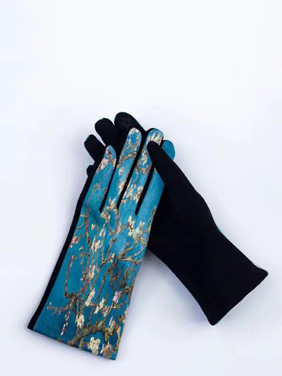 Women Fashion Print Warm Outdoor Gloves Ada Fashion