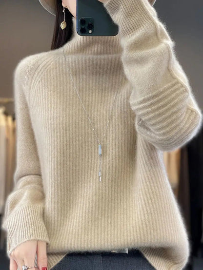 Women Fashion Winter Wool Turtleneck Solid Sweater Ada Fashion