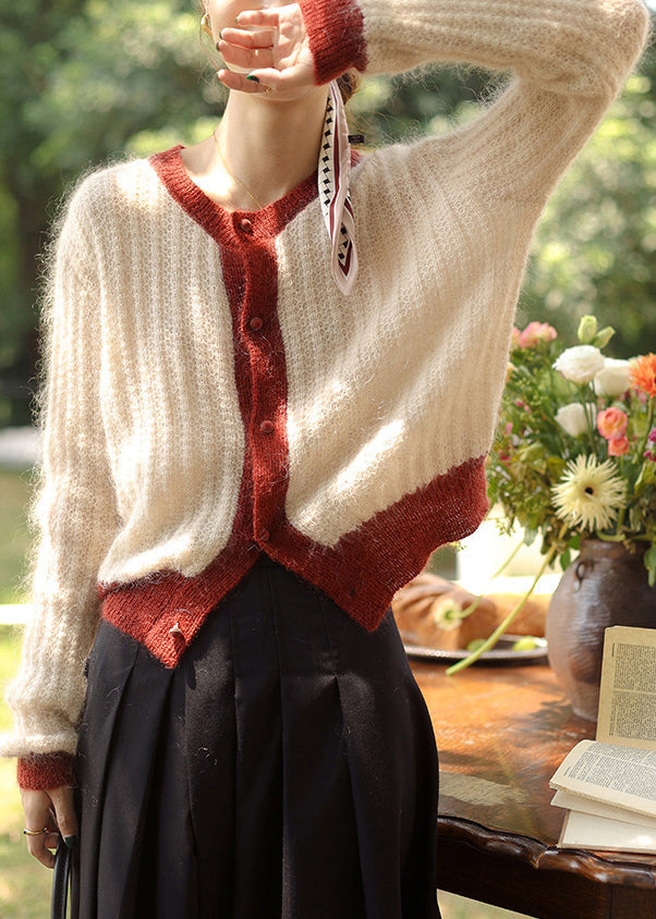 Women Green Button Patchwork Cozy Knit Top