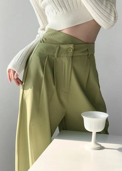 Women Green Pockets High Waist Patchwork Spandex Pants Fall Ada Fashion