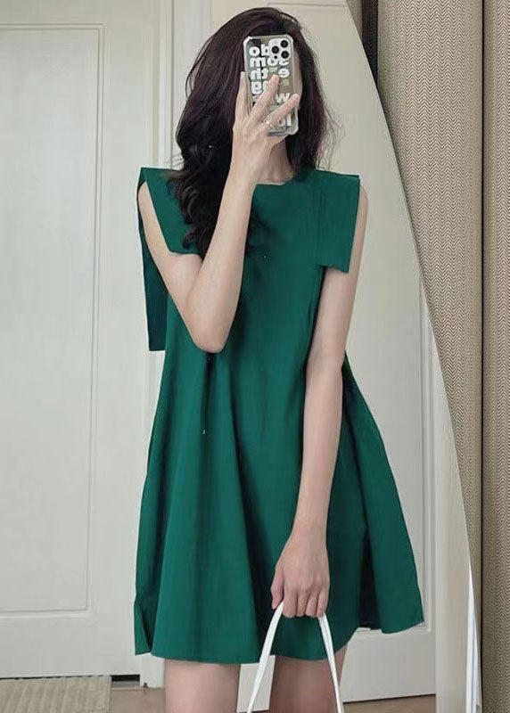 Women Green Slim Fit Original Design Cotton Mid Dress Sleeveless LY1310 - fabuloryshop