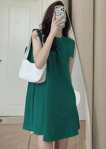 Women Green Slim Fit Original Design Cotton Mid Dress Sleeveless LY1310 - fabuloryshop