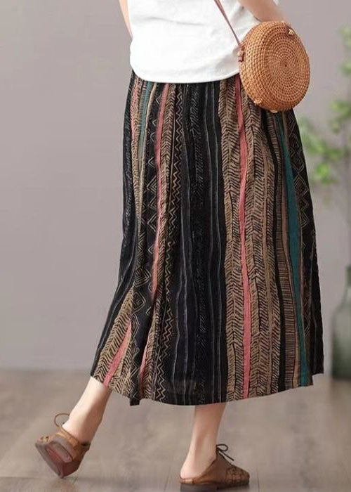 Women Green Wrinkled Patchwork Linen A Line Skirts Summer LY0591 - fabuloryshop