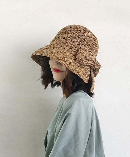 Women Khaki Bow Bucket Hat - fabuloryshop