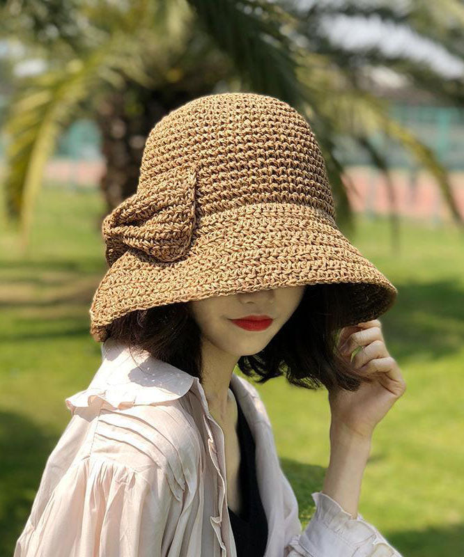 Women Khaki Bow Bucket Hat - fabuloryshop