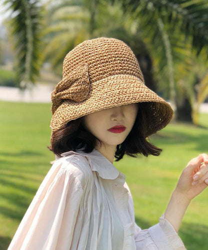 Women Khaki Bow Bucket Hat - fabuloryshop