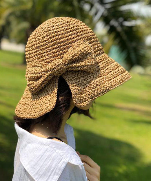 Women Khaki Bow Bucket Hat - fabuloryshop