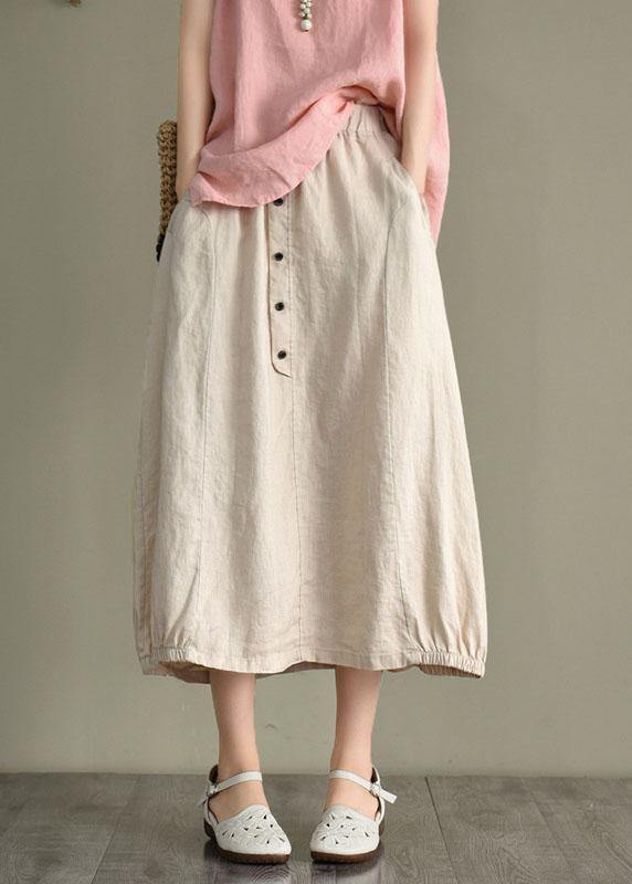 Women Khaki Elastic Waist Button Skirt - fabuloryshop