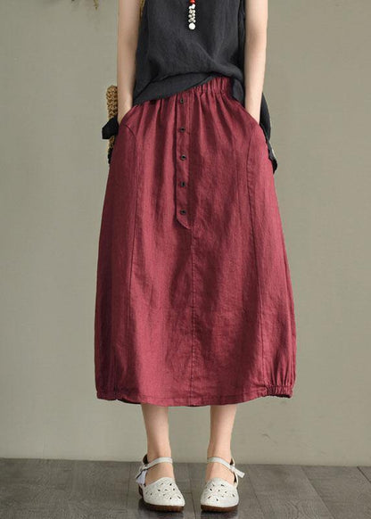 Women Khaki Elastic Waist Button Skirt - fabuloryshop