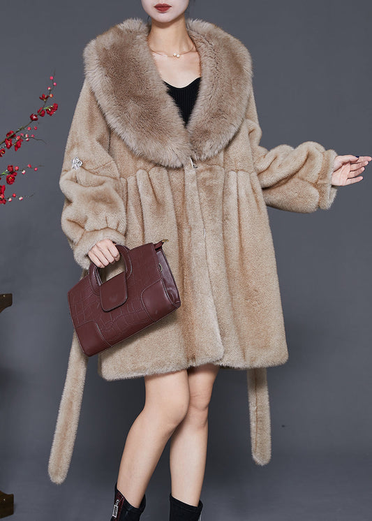 Women Khaki Oversized Warm Fuzzy Fur Fluffy Coats Winter Ada Fashion