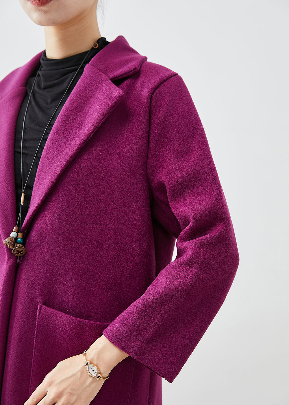 Women Lavender Oversized Woolen Coats Fall Ada Fashion