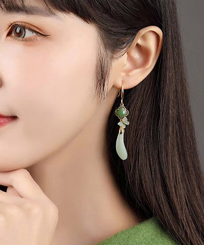 Women Light Green Sterling Silver Coloured Glaze Acrylic Drop Earrings LY2270 - fabuloryshop