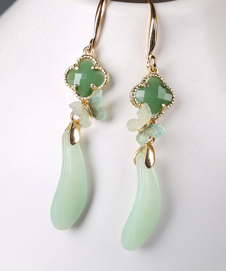 Women Light Green Sterling Silver Coloured Glaze Acrylic Drop Earrings LY2270 - fabuloryshop