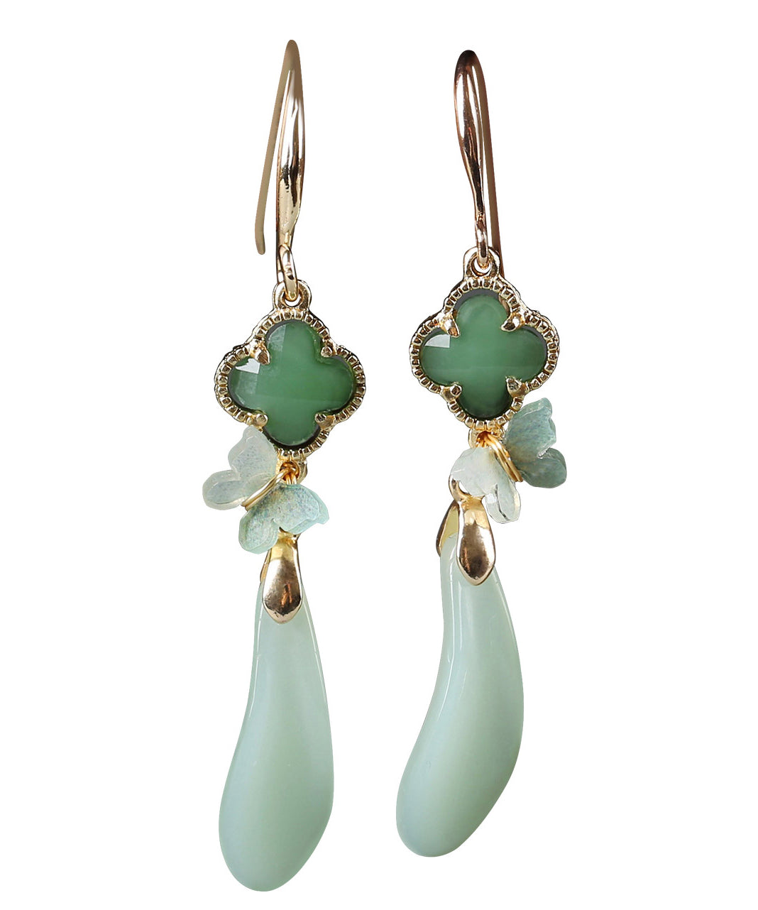 Women Light Green Sterling Silver Coloured Glaze Acrylic Drop Earrings LY2270 - fabuloryshop