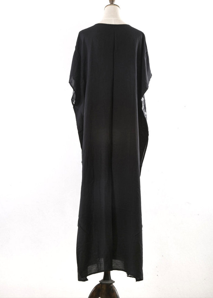 Women Loose Kaftan Swimsuit Cover Up Beach Long Casual Black Dress LY3044 - fabuloryshop