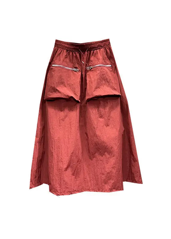 Women Mulberry Drawstring Pockets Patchwork Cotton Skirts Summer Ada Fashion