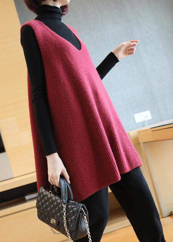 Women Mulberry V Neck Oversized Knit Vest Tops Sleeveless LY1437 - fabuloryshop