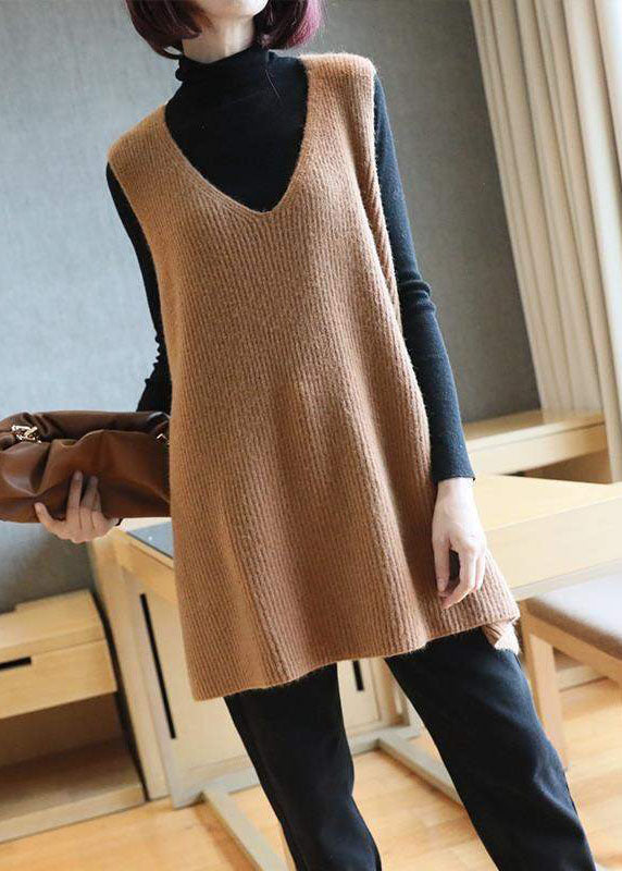 Women Mulberry V Neck Oversized Knit Vest Tops Sleeveless LY1437 - fabuloryshop