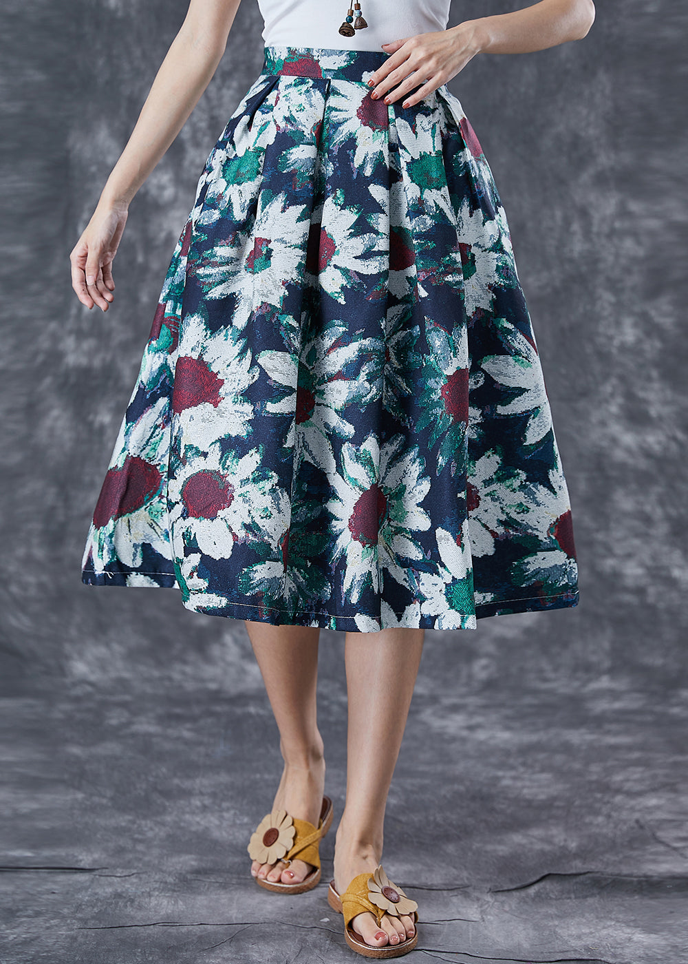 Women Navy Floral Tie Dye A Line Skirt Summer Ada Fashion