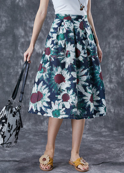 Women Navy Floral Tie Dye A Line Skirt Summer Ada Fashion