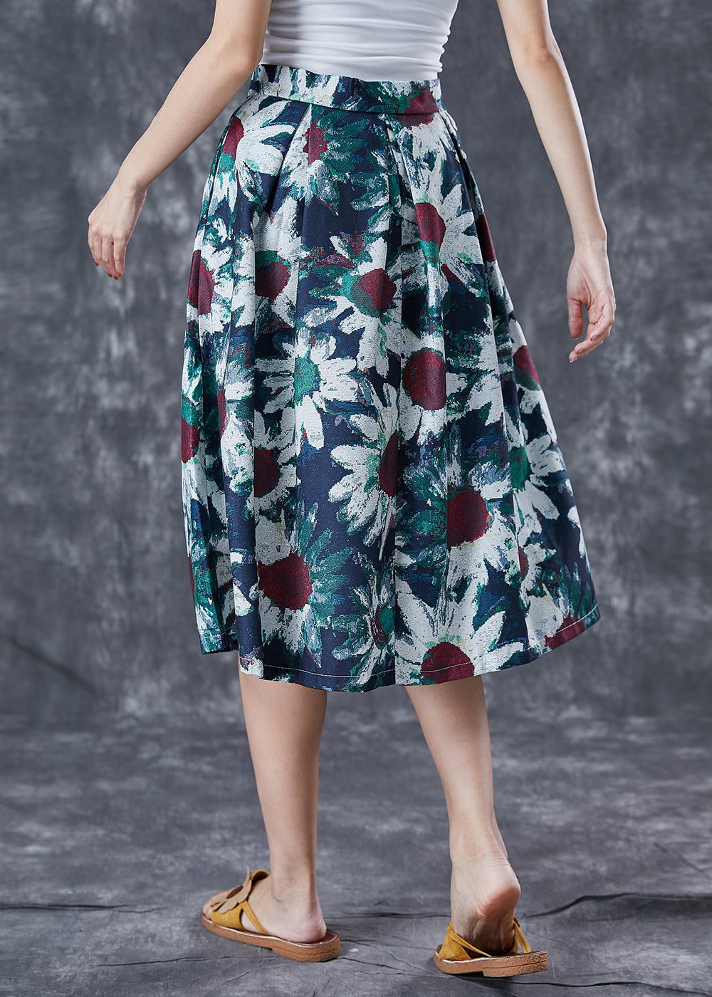 Women Navy Floral Tie Dye A Line Skirt Summer Ada Fashion
