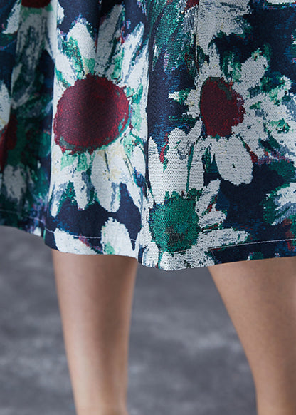 Women Navy Floral Tie Dye A Line Skirt Summer Ada Fashion