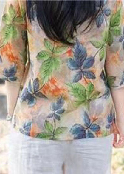 Women O Neck Print Patchwork Cotton Top Half Sleeve LY2936 - fabuloryshop