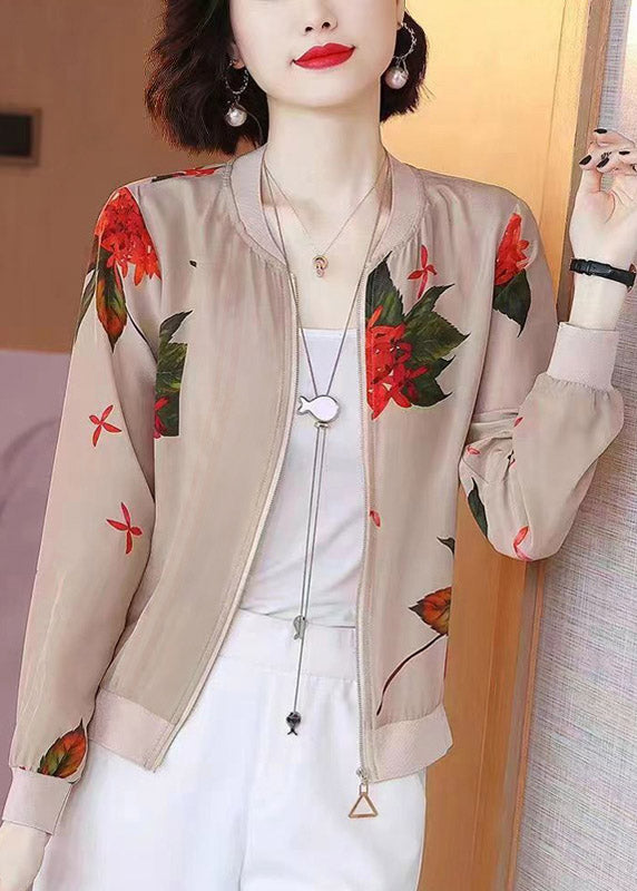 Women O-Neck Print Zippered Chiffon Sunscreen Coats Summer LY3792 - fabuloryshop