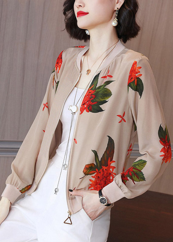 Women O-Neck Print Zippered Chiffon Sunscreen Coats Summer LY3792 - fabuloryshop