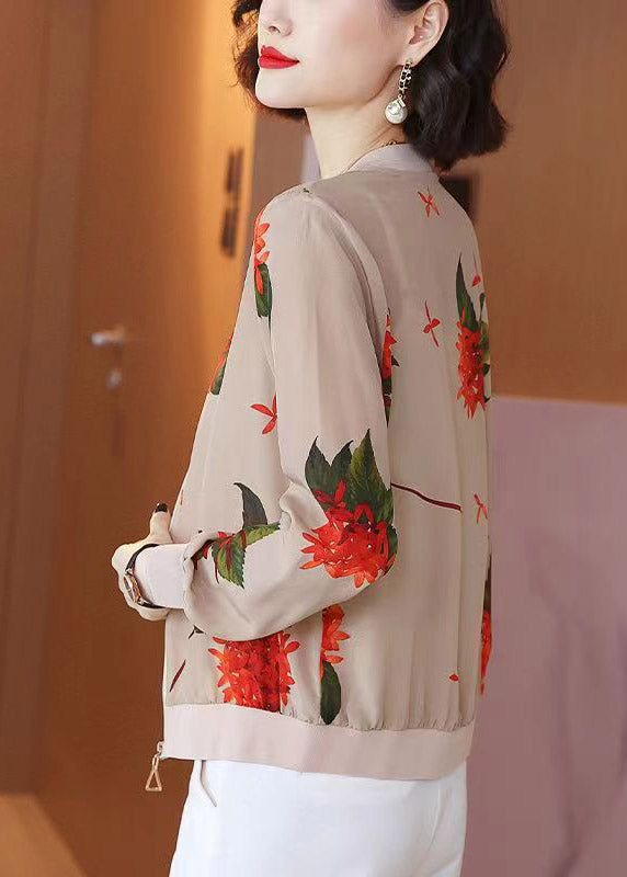 Women O-Neck Print Zippered Chiffon Sunscreen Coats Summer LY3792 - fabuloryshop