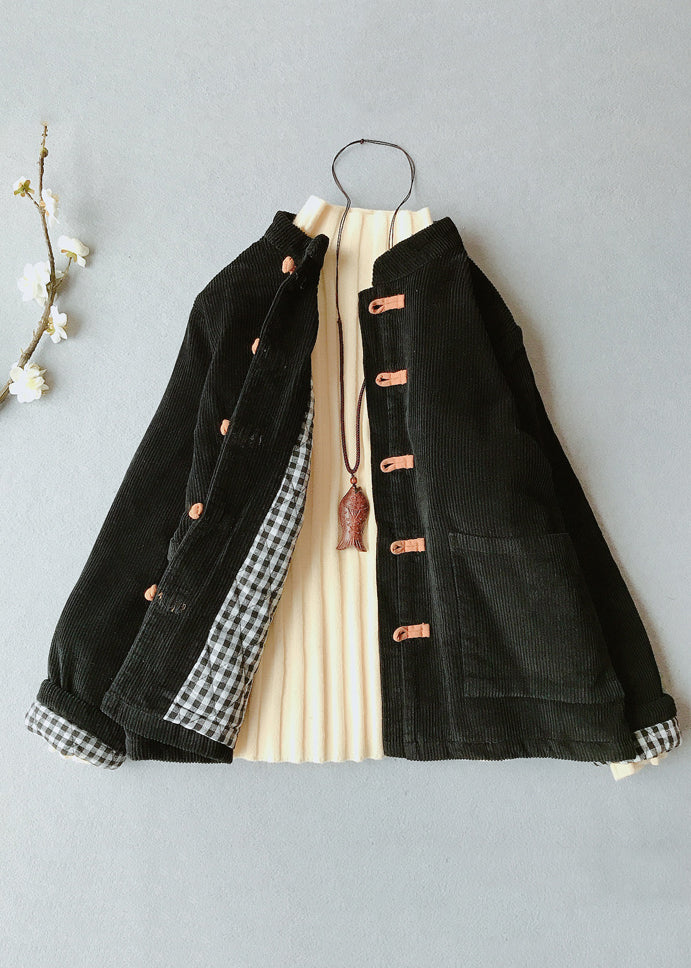 Women Orange Stand Collar Thick Corduroy Parkas Winte Ada Fashion