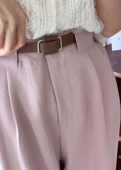 Pink Patchwork Cotton Crop Pants Fall