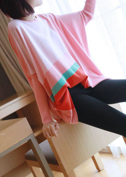 Women Pink Oversized Print Knit Tops Spring LY1467 - fabuloryshop