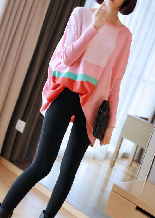 Women Pink Oversized Print Knit Tops Spring LY1467 - fabuloryshop